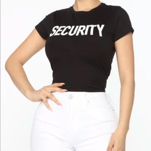 Black “Security” Crop Tee